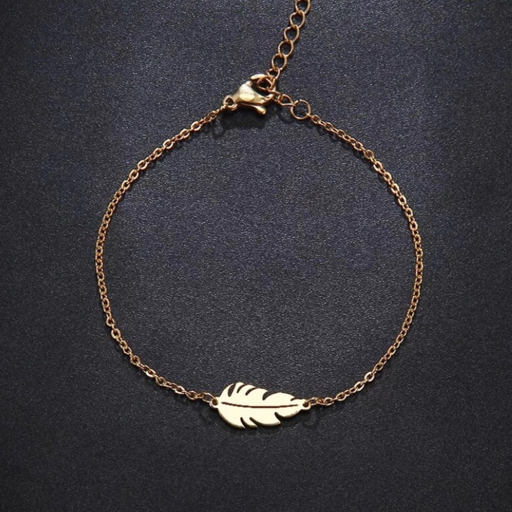 Classy & Stylish Golden Leaf Fashion Stainless Steel Bracelet Accessory
